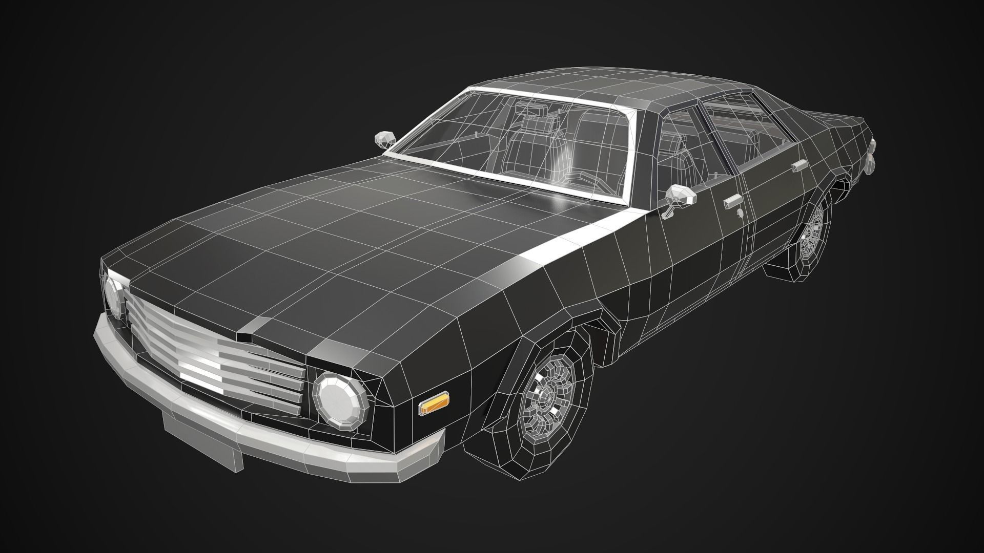 Low-Poly Retro City Car 04 Low-poly 3D model_9