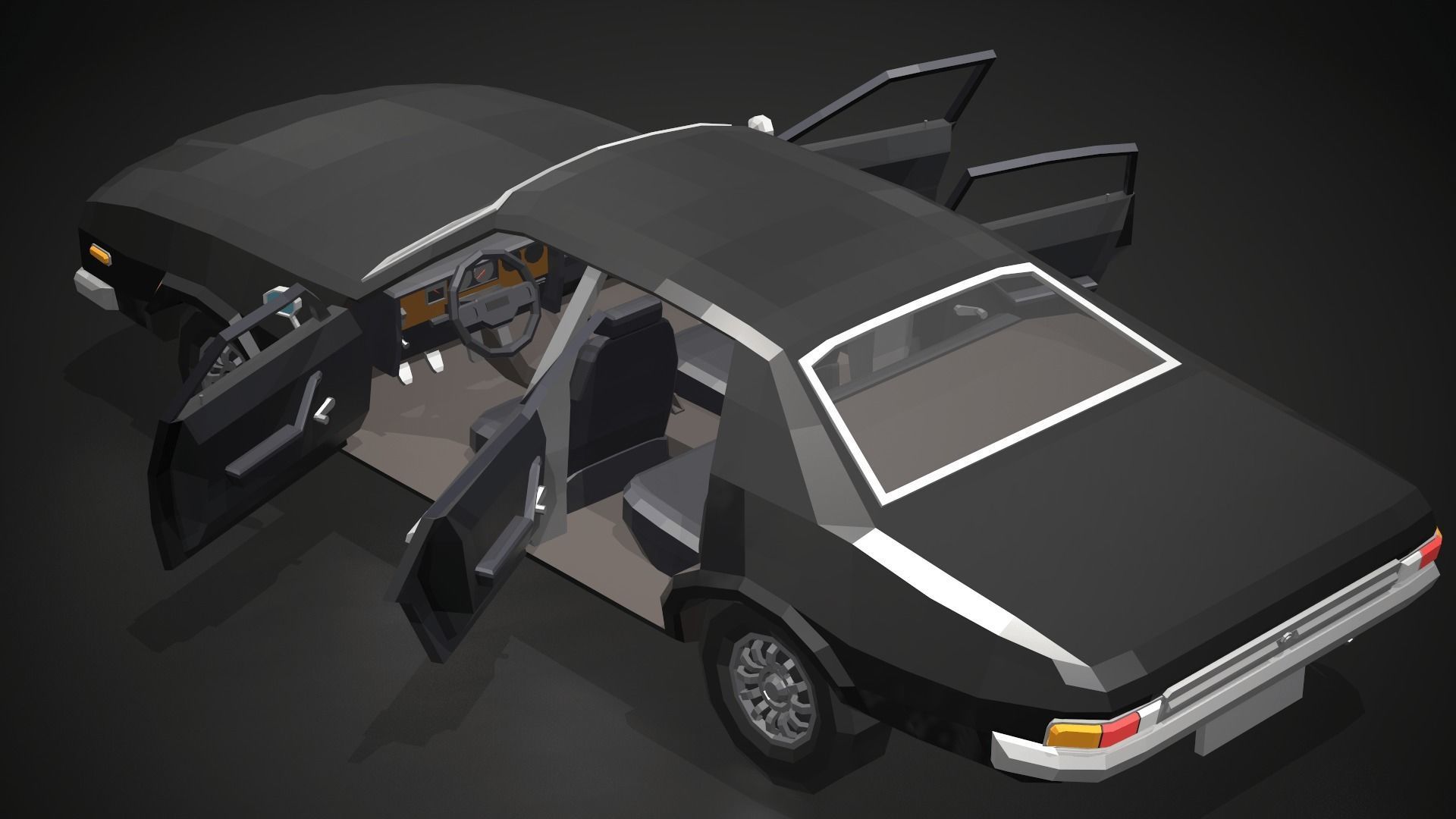 Low-Poly Retro City Car 04 Low-poly 3D model_7