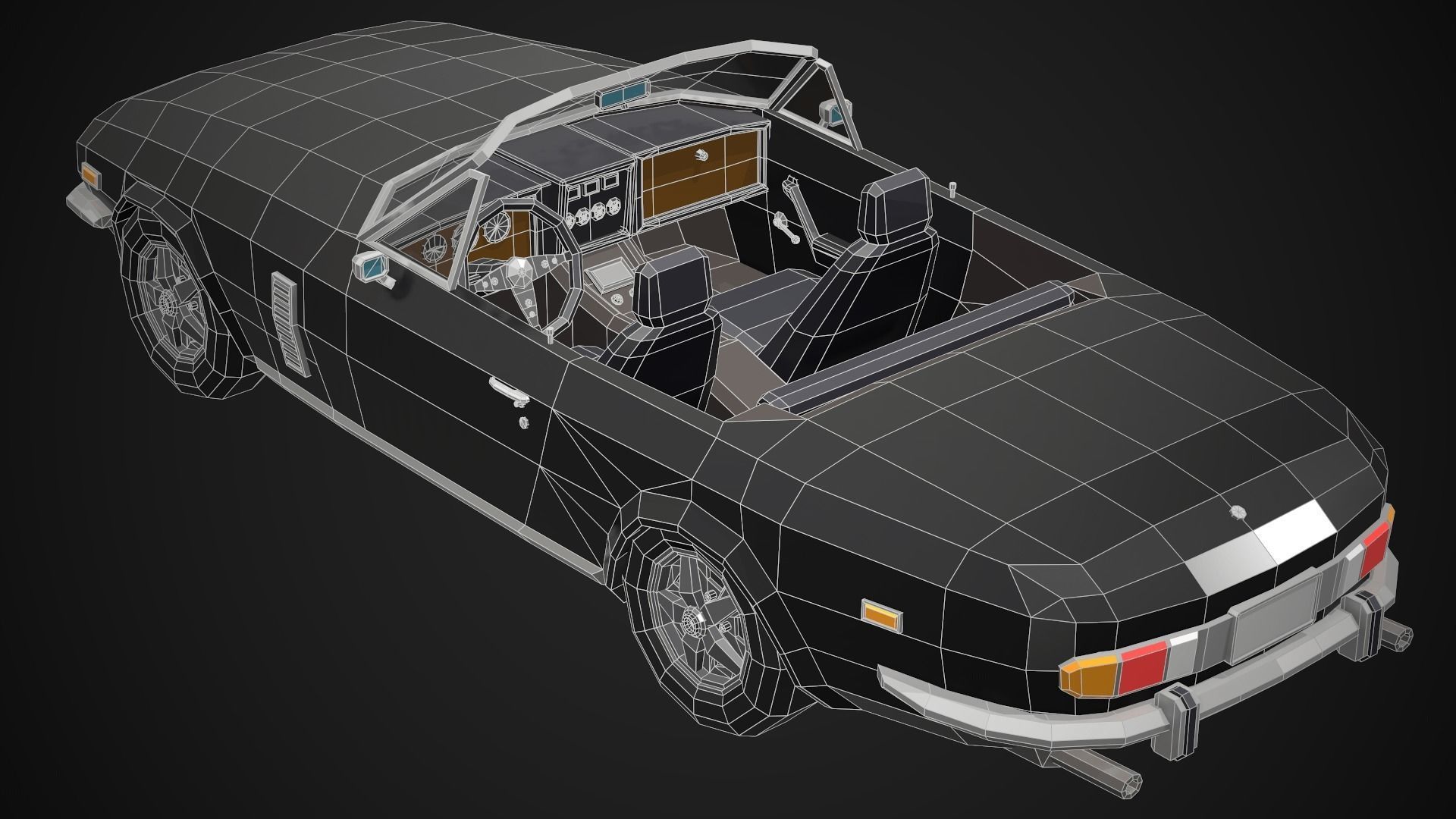 Low-Poly Retro Sports Car 02 Low-poly 3D model_10