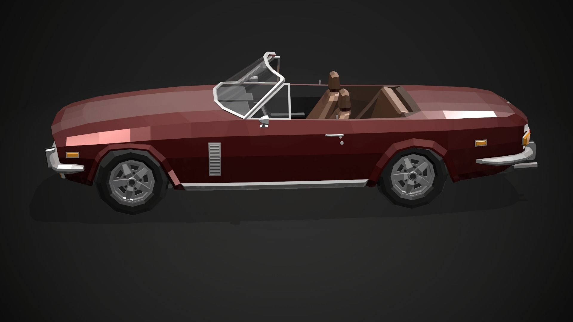 Low-Poly Retro Sports Car 02 Low-poly 3D model_5