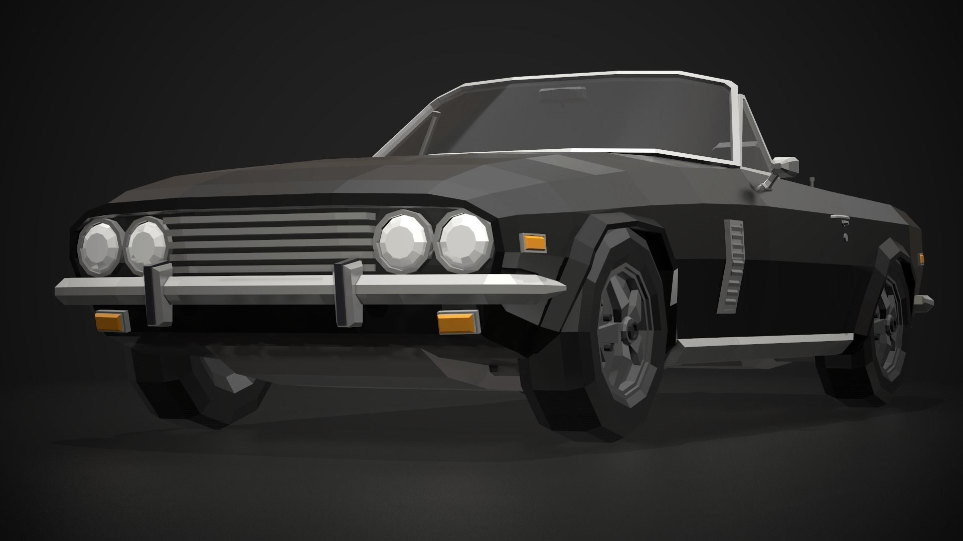 Low-Poly Retro Sports Car 02 Low-poly 3D model_2