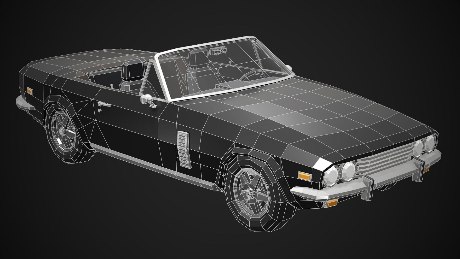 Low-Poly Retro Sports Car 02 Low-poly 3D model_9