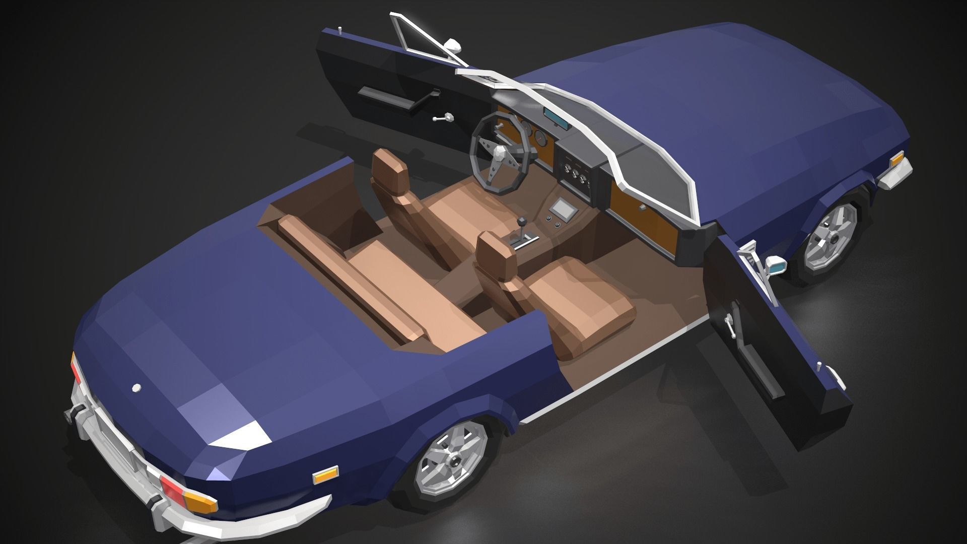 Low-Poly Retro Sports Car 02 Low-poly 3D model_3