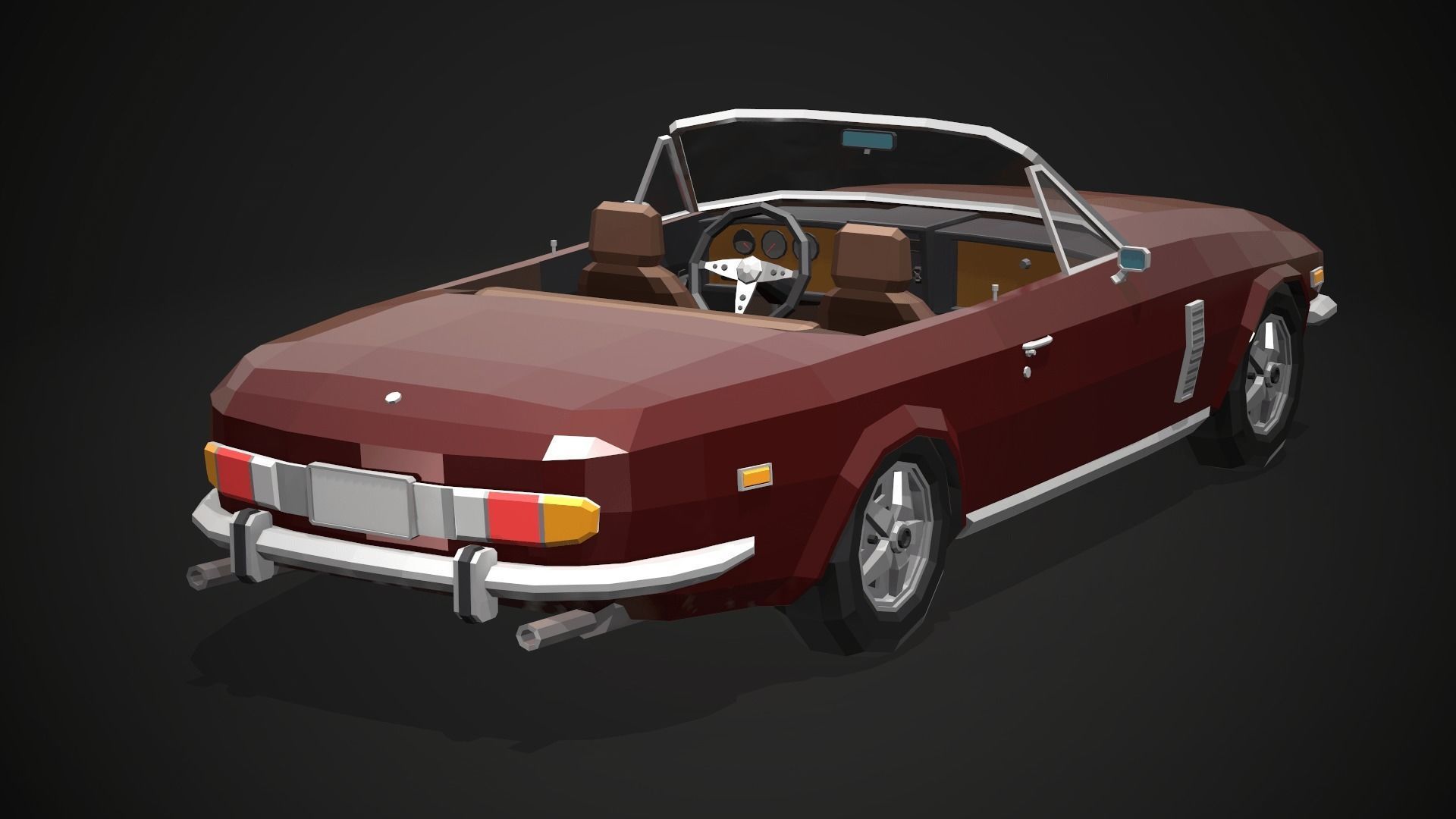 Low-Poly Retro Sports Car 02 Low-poly 3D model_4