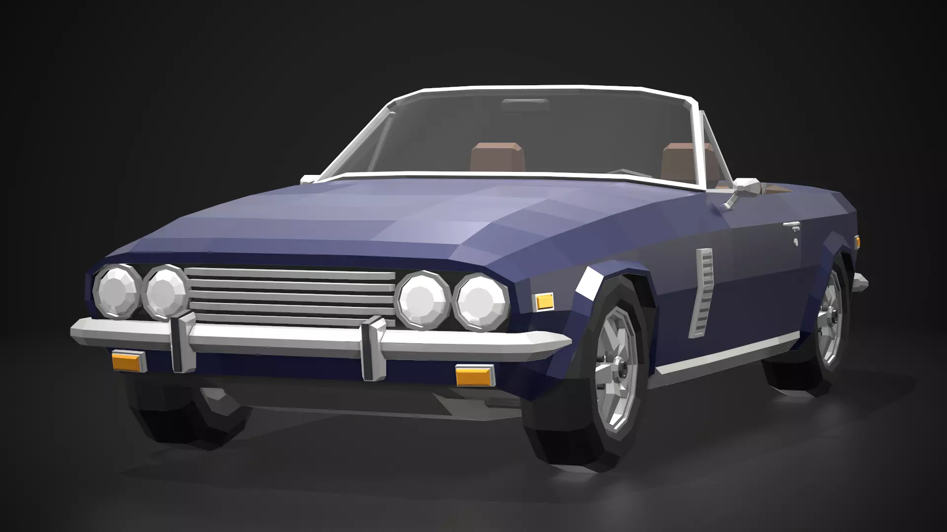 Low-Poly Retro Sports Car 02 Low-poly 3D model_0