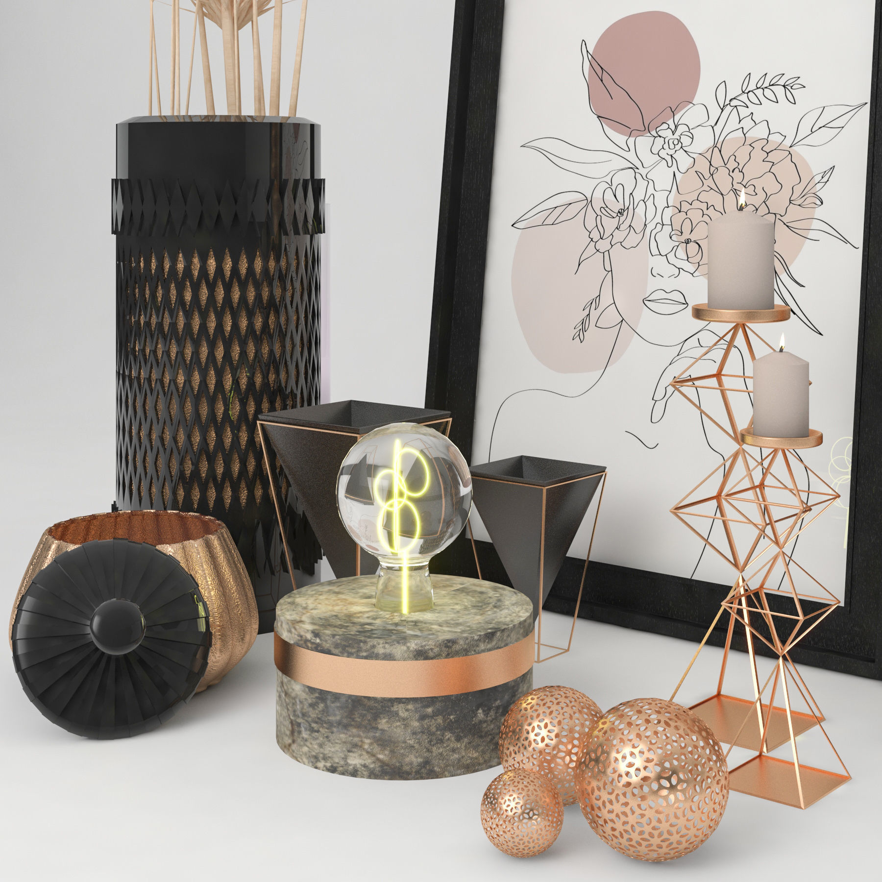 Decorative set 009 3D model_1