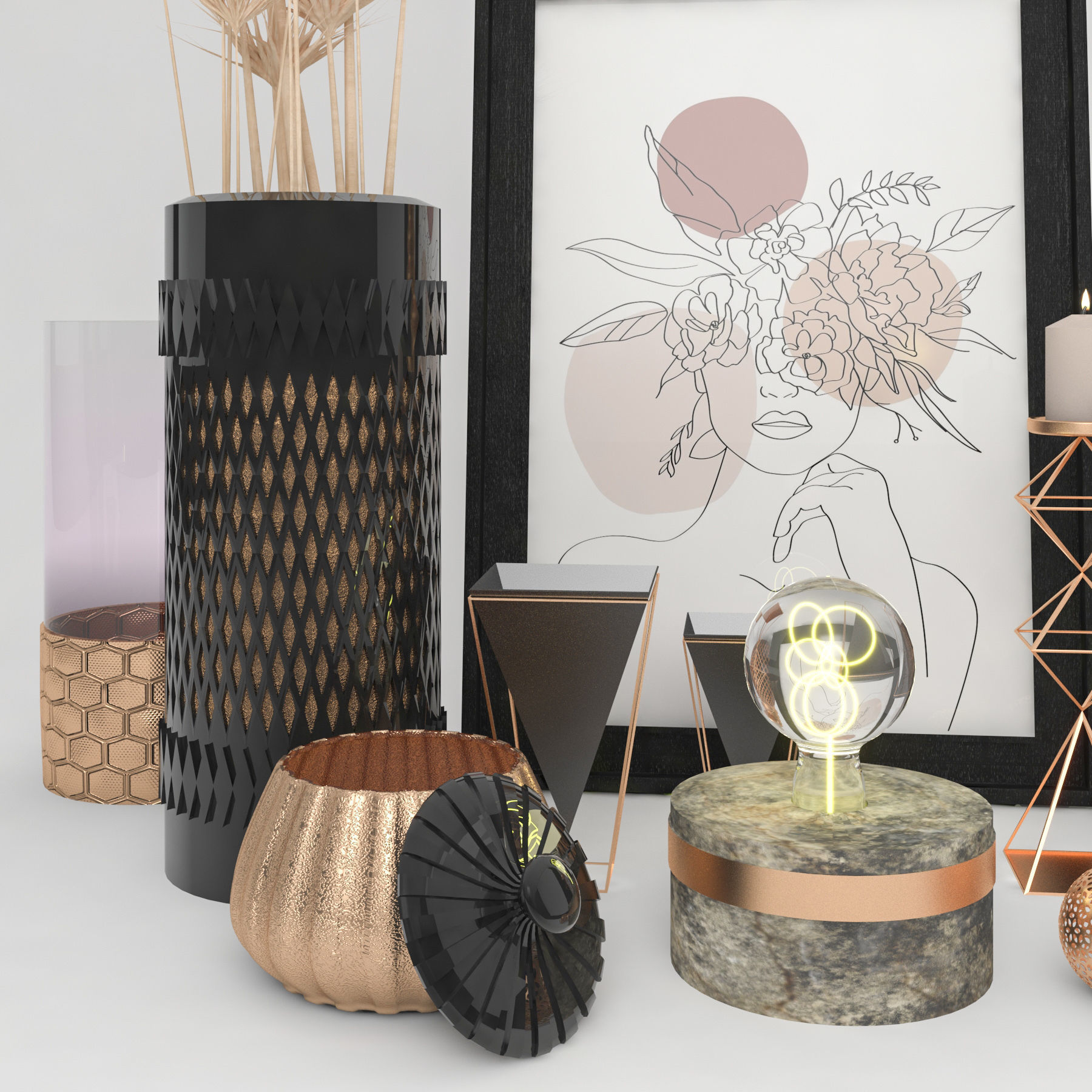 Decorative set 009 3D model_3