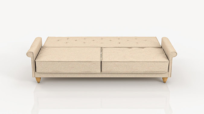 Sofa Bed Lise Beige Fabric 3D model