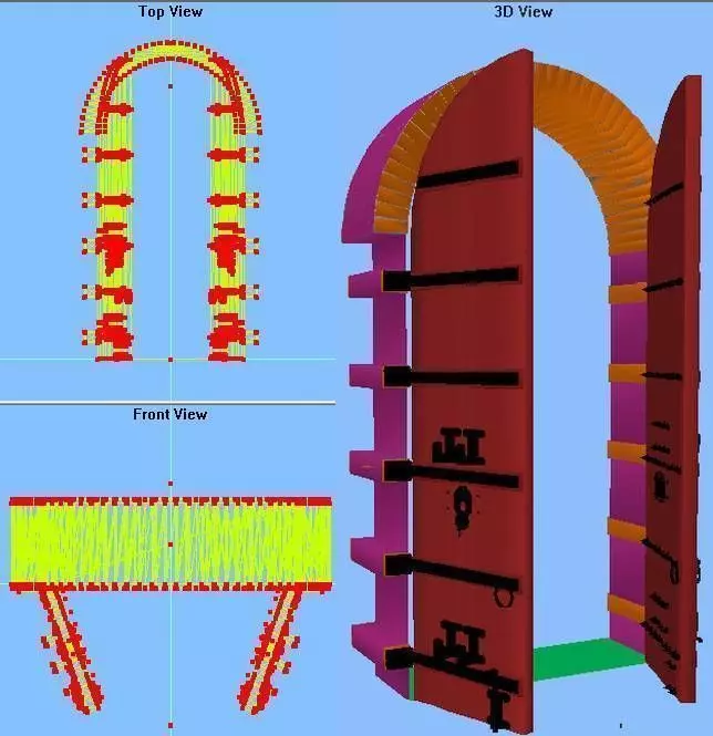 Arched Medieval look 72 inch double door with hinges quoins etc Free 3D model_0