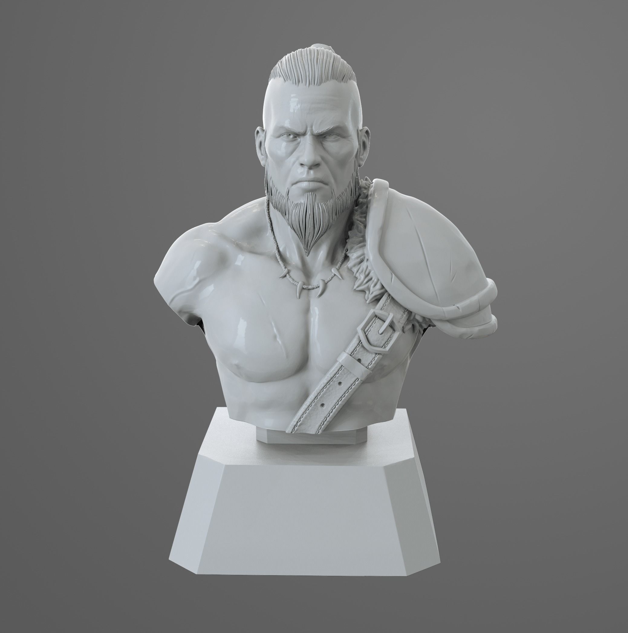 Barbarian bust ready for print model 3D print model_1