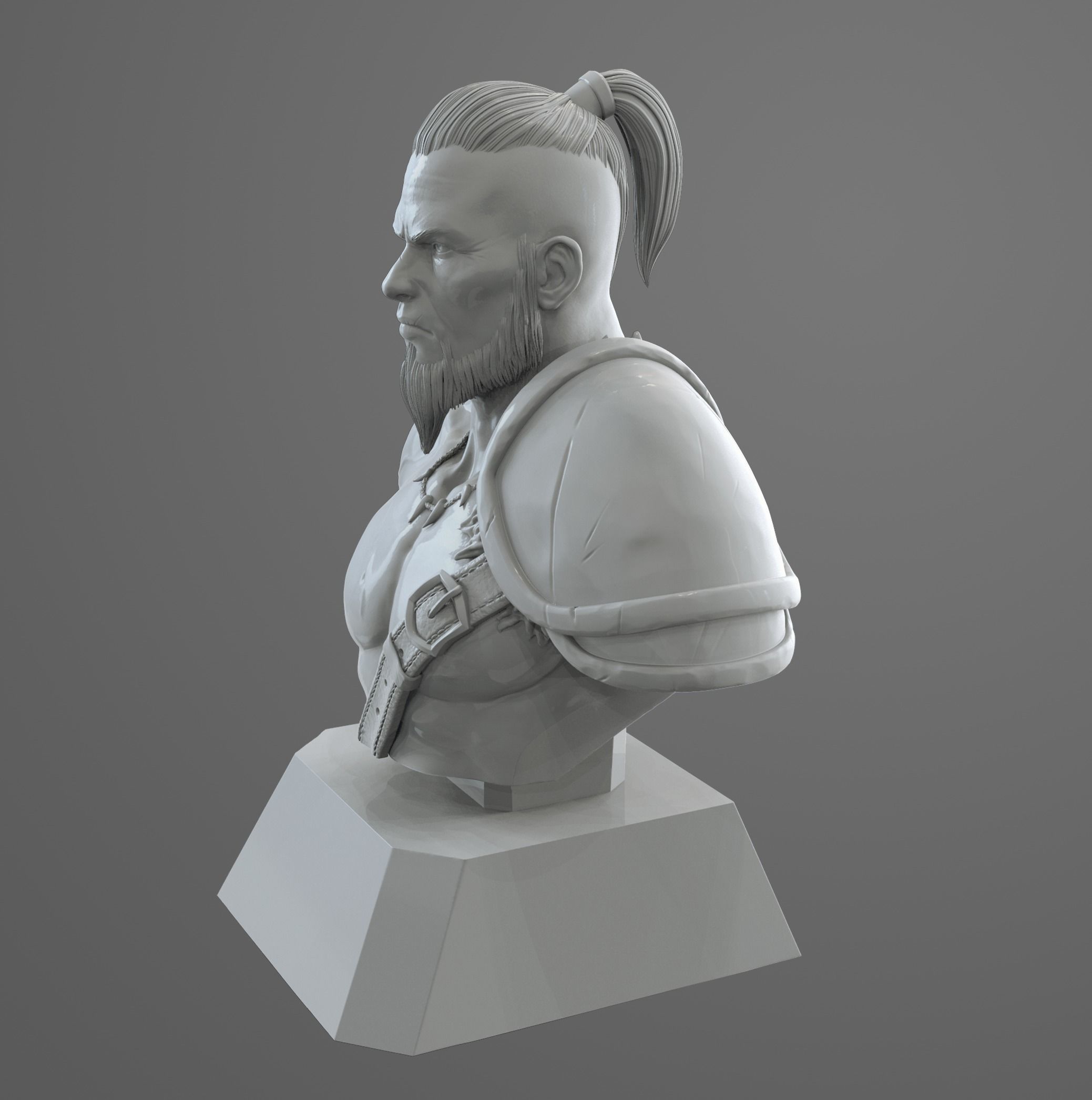Barbarian bust ready for print model 3D print model_2