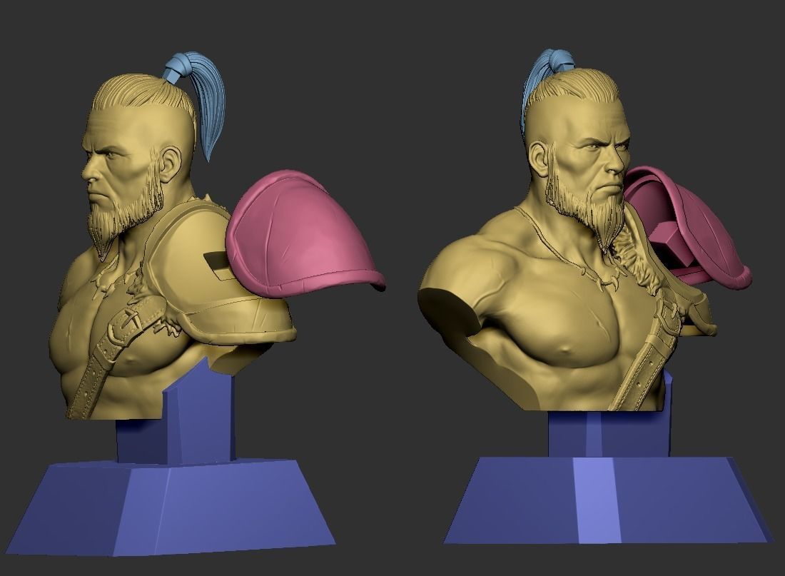 Barbarian bust ready for print model 3D print model_9