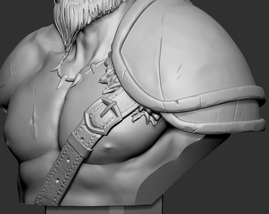 Barbarian bust ready for print model 3D print model_7