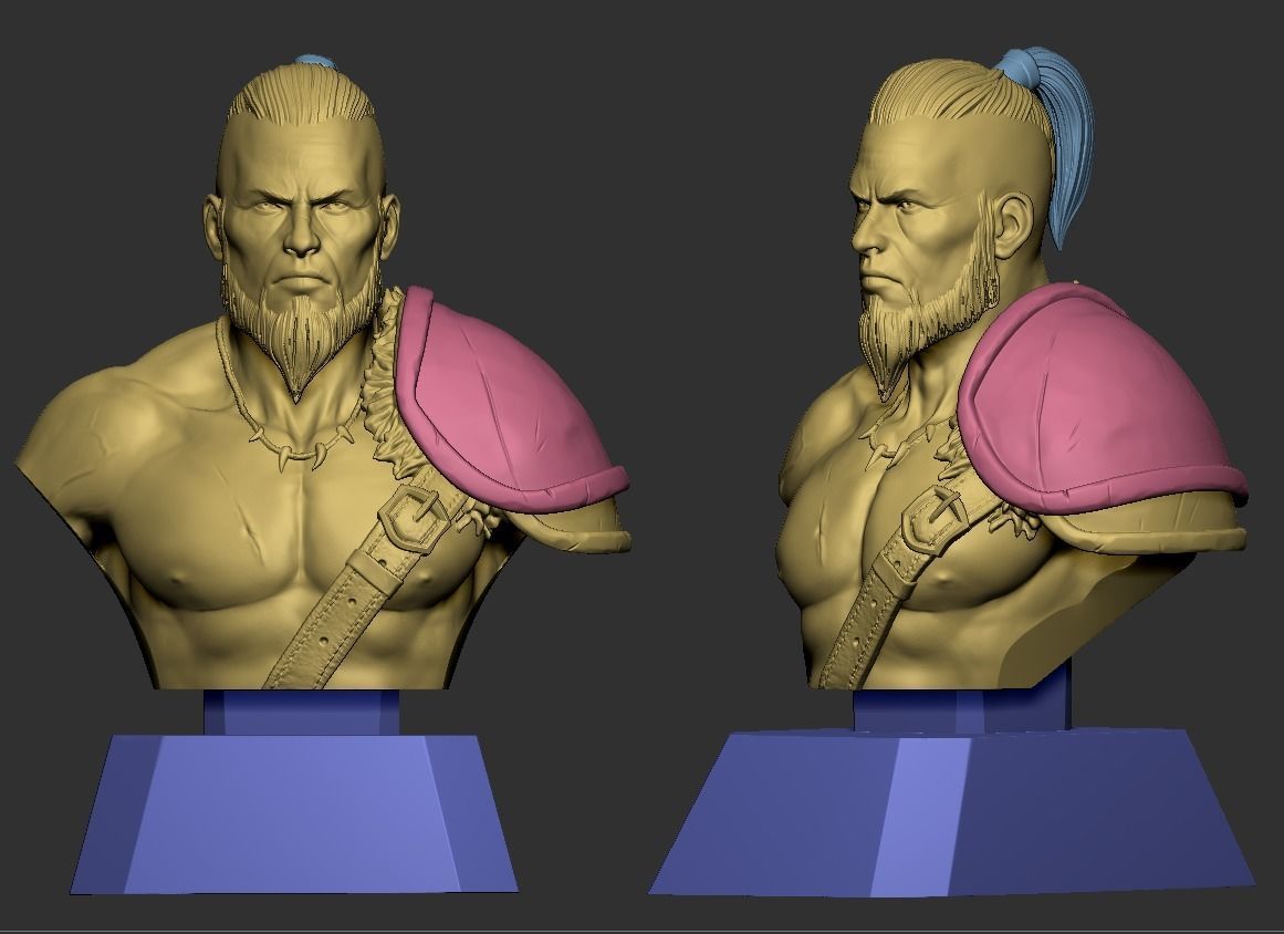 Barbarian bust ready for print model 3D print model_10