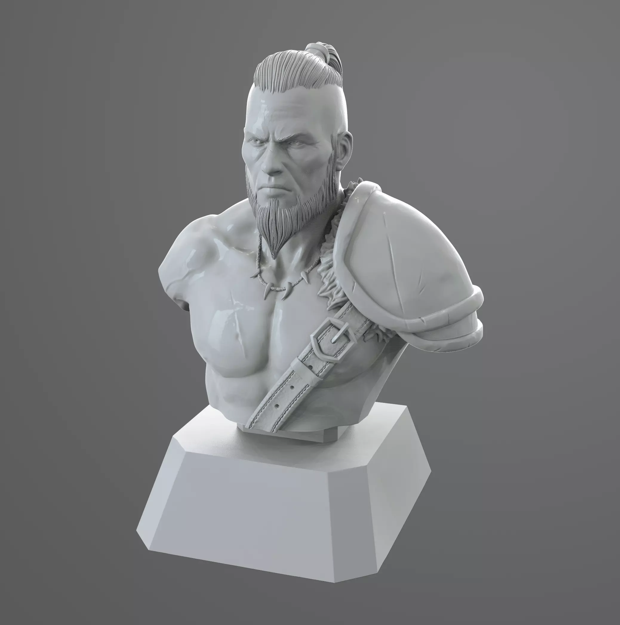 Barbarian bust ready for print model 3D print model_0