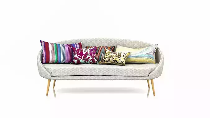 Sofa Willy Grey Quilted Fabric Free low-poly 3D model
