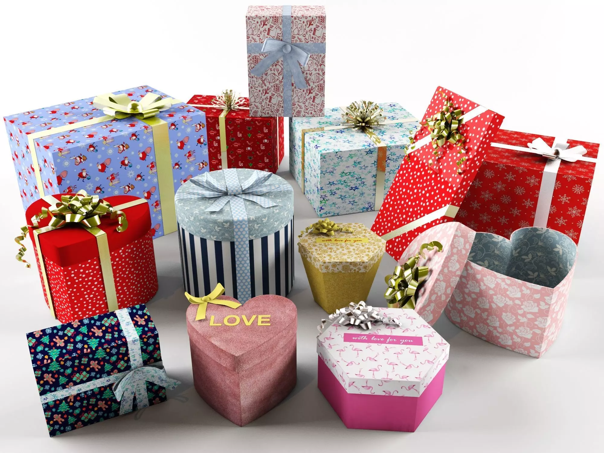 Set of 13 dizzy and deadpan collection gifts boxes 3D model_0