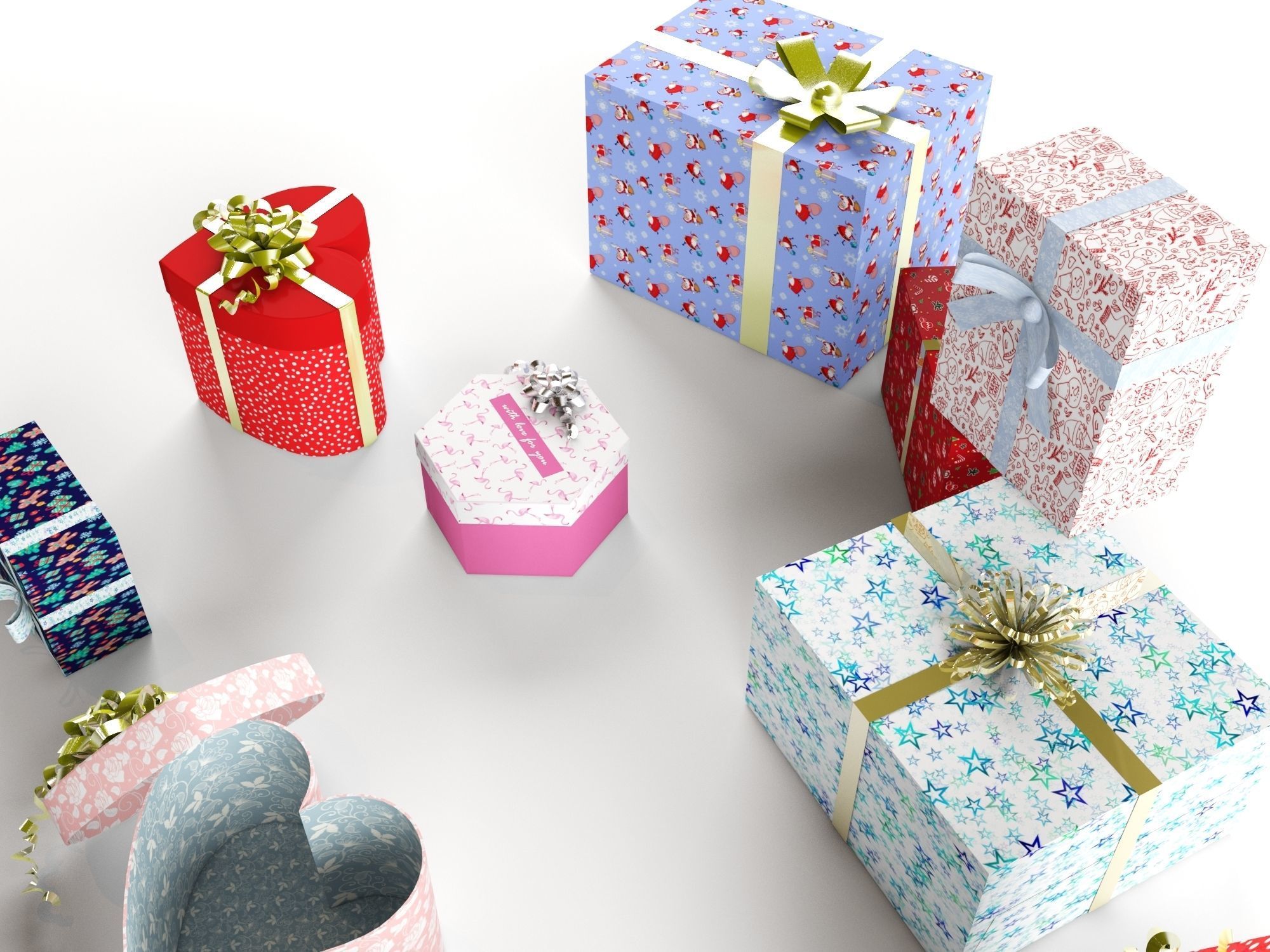 Set of 13 dizzy and deadpan collection gifts boxes 3D model_4