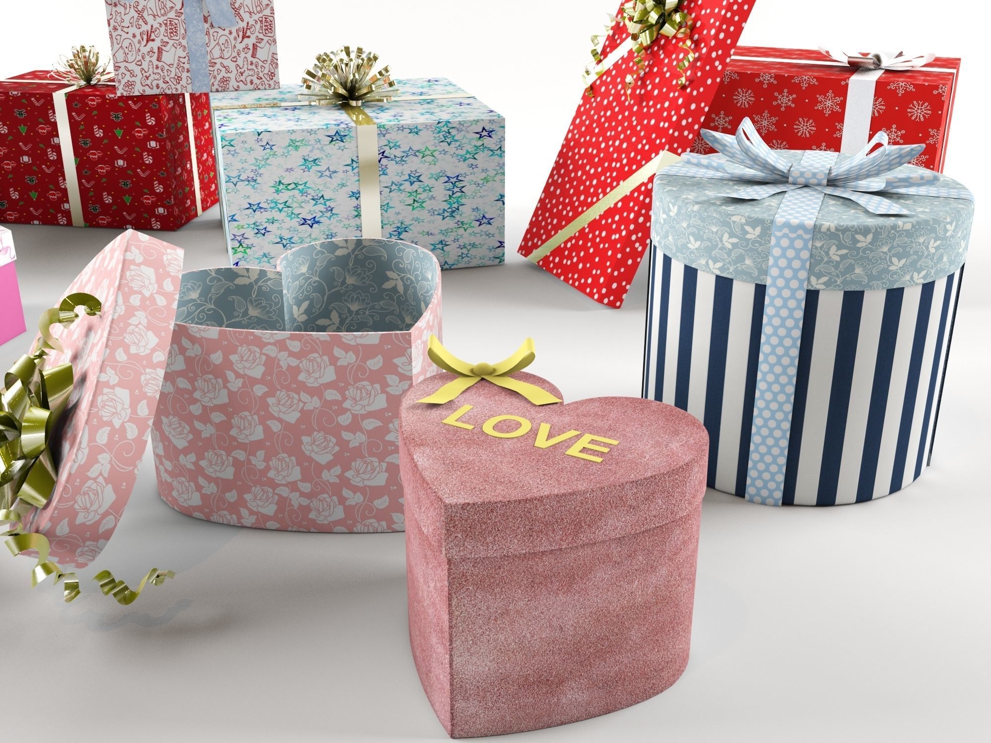 Set of 13 dizzy and deadpan collection gifts boxes 3D model_3