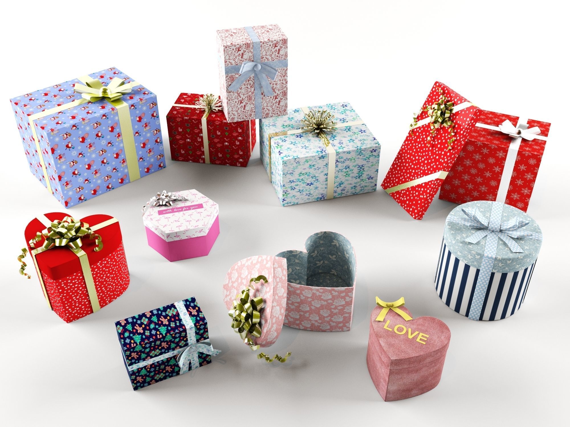 Set of 13 dizzy and deadpan collection gifts boxes 3D model_7