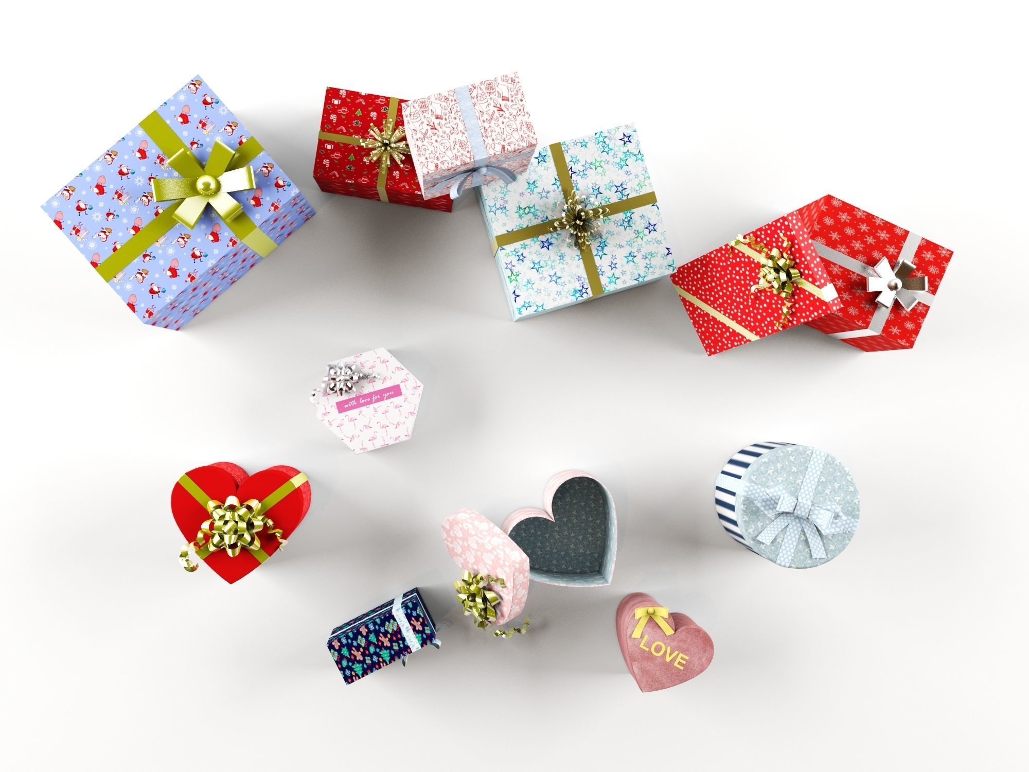 Set of 13 dizzy and deadpan collection gifts boxes 3D model_6