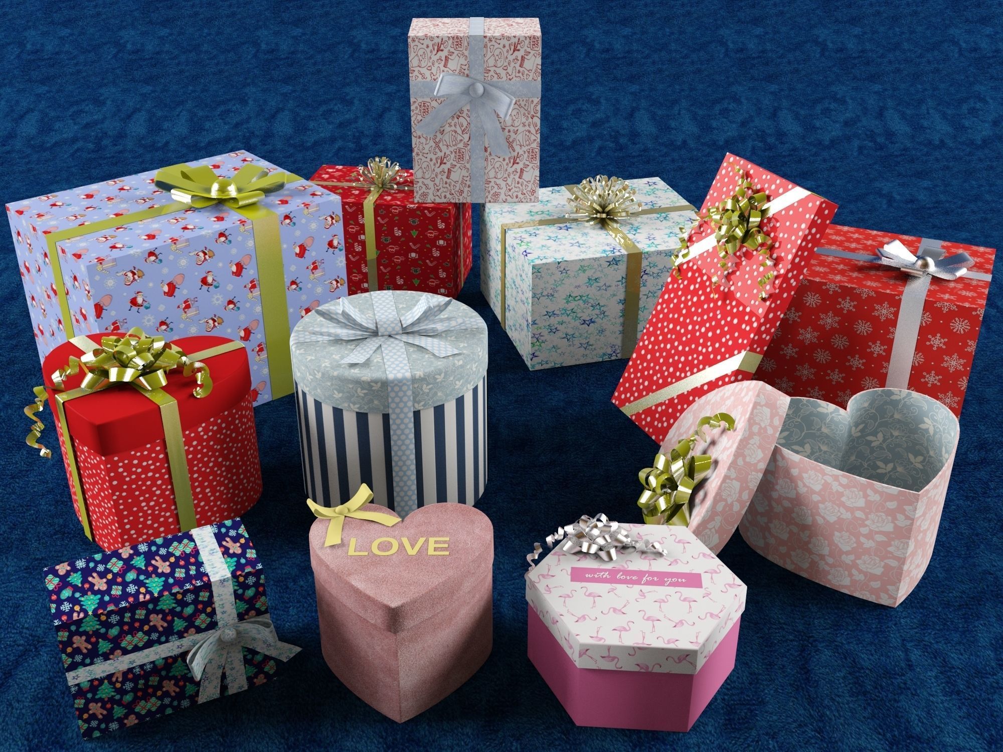 Set of 13 dizzy and deadpan collection gifts boxes 3D model_8
