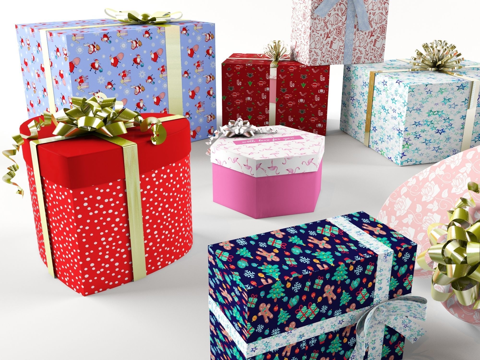 Set of 13 dizzy and deadpan collection gifts boxes 3D model_2
