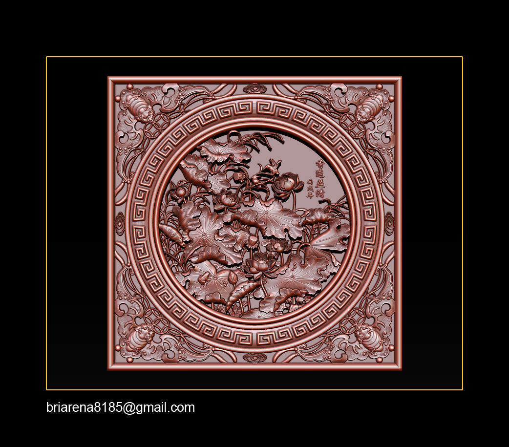 3D STL Models CNC Router - carved Mural Lotus 3D print model_19