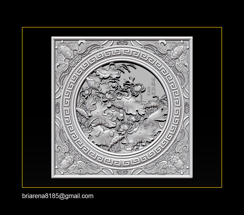 3D STL Models CNC Router - carved Mural Lotus 3D print model_18