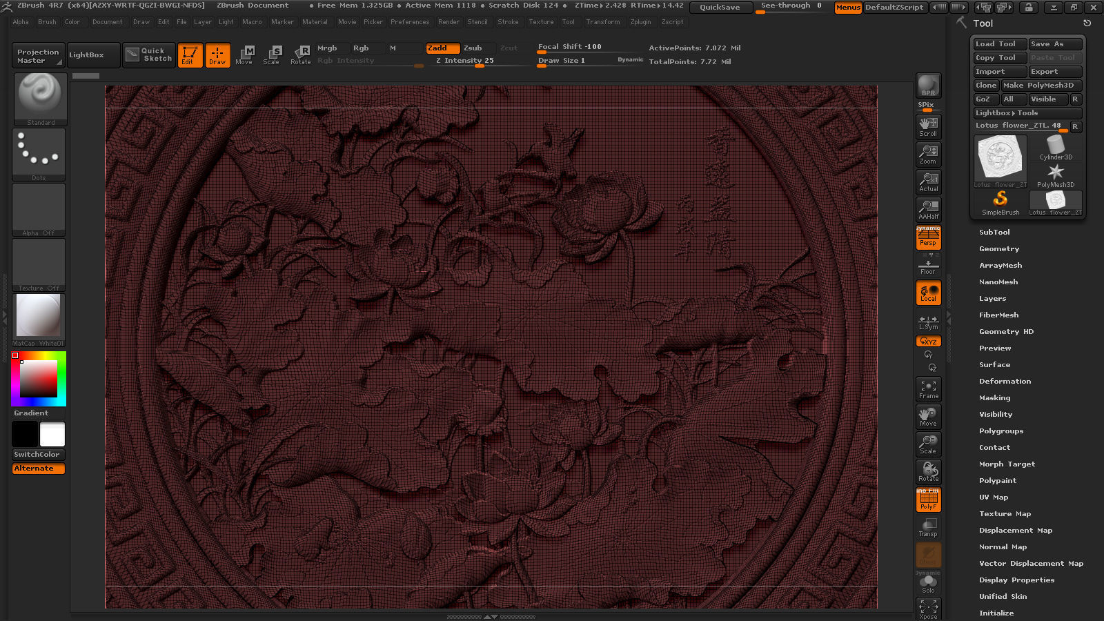 3D STL Models CNC Router - carved Mural Lotus 3D print model_21