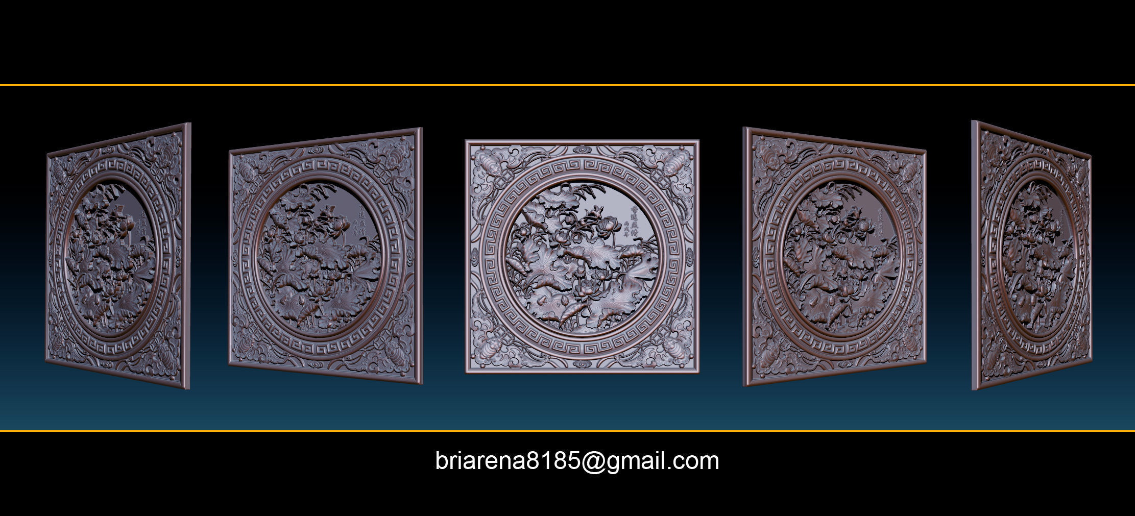 3D STL Models CNC Router - carved Mural Lotus 3D print model_2