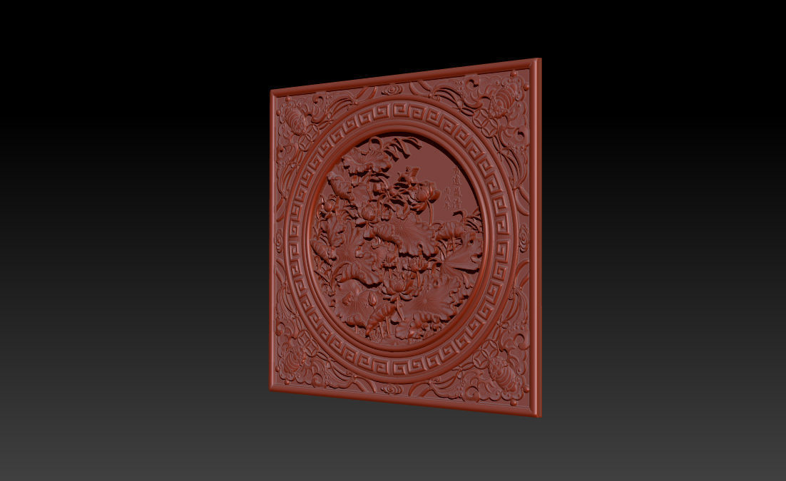 3D STL Models CNC Router - carved Mural Lotus 3D print model_14