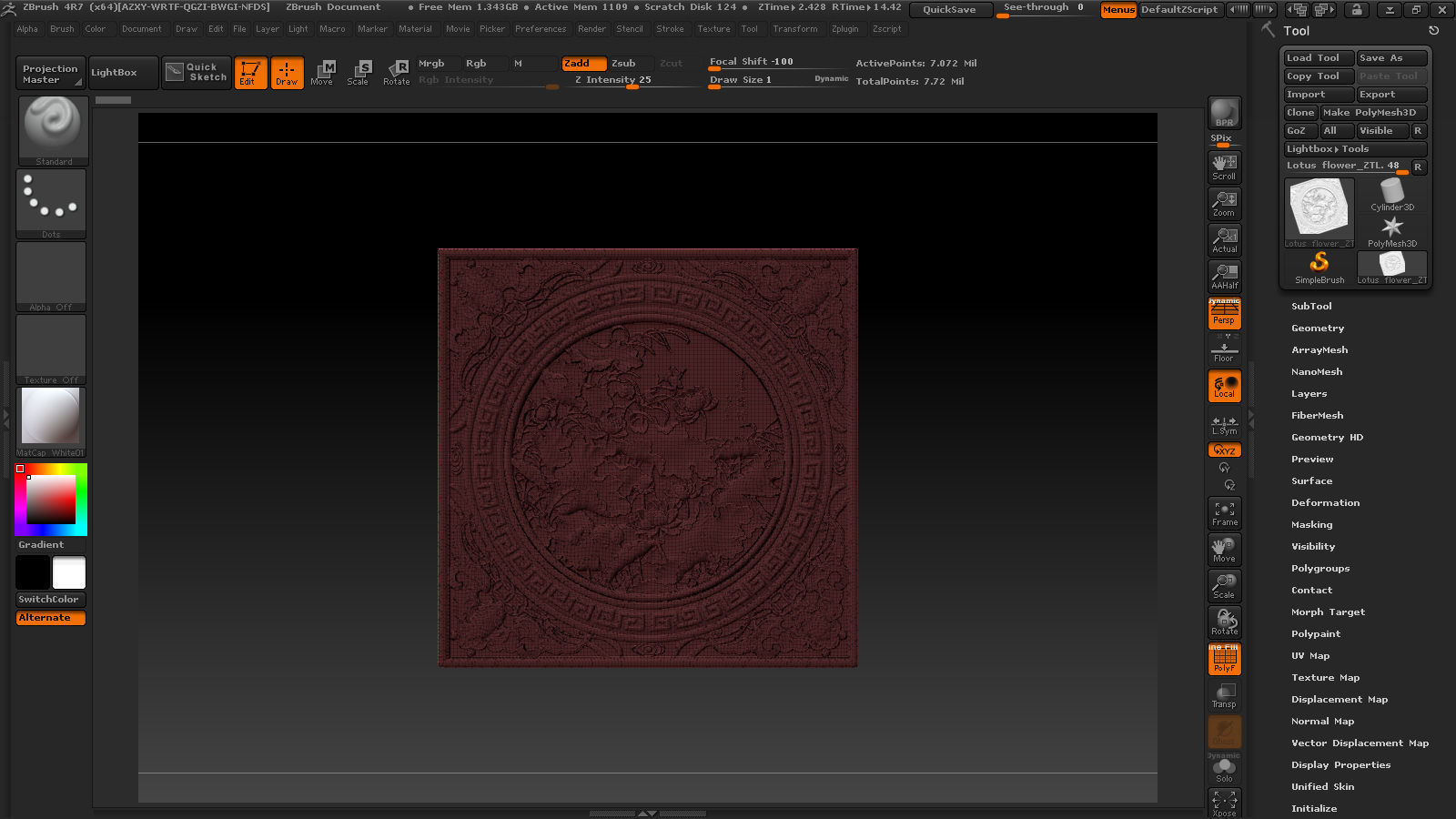 3D STL Models CNC Router - carved Mural Lotus 3D print model_22