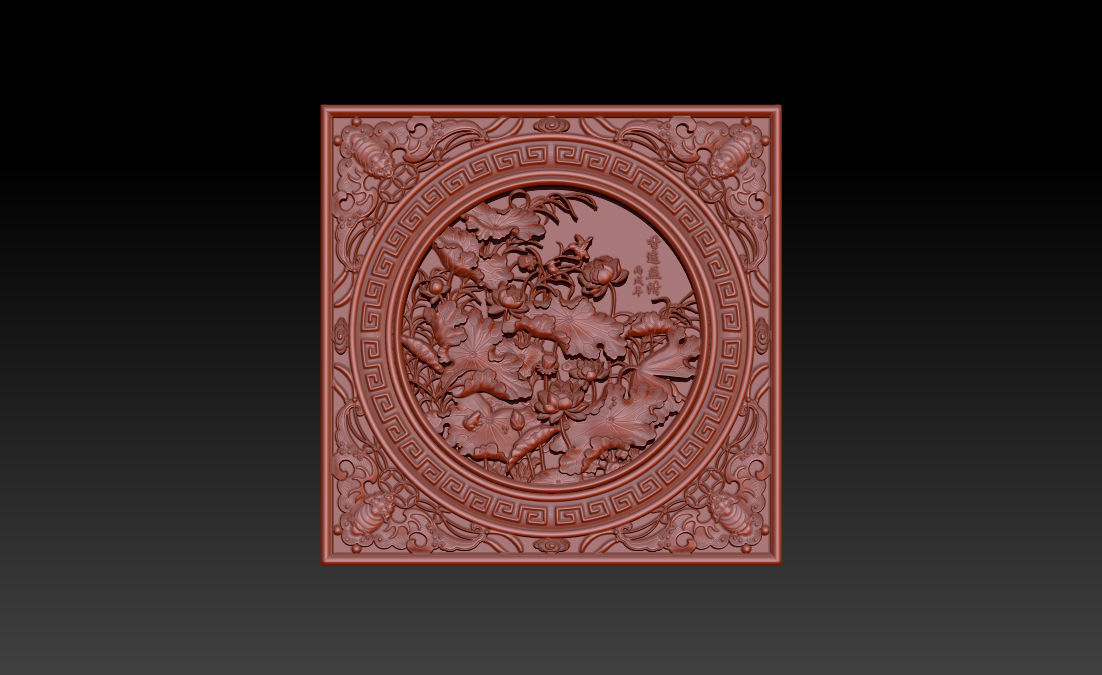 3D STL Models CNC Router - carved Mural Lotus 3D print model_13