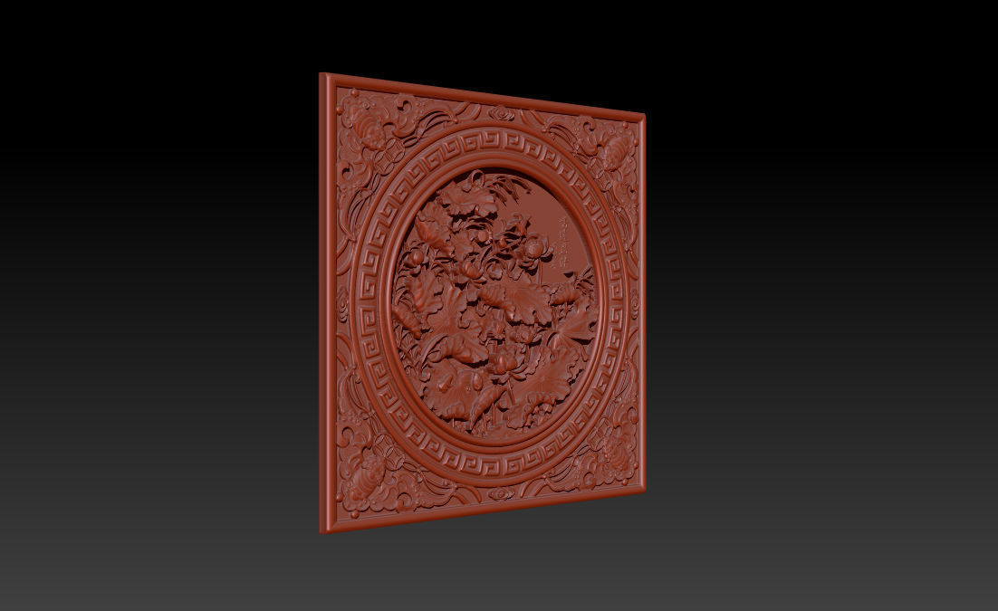 3D STL Models CNC Router - carved Mural Lotus 3D print model_12