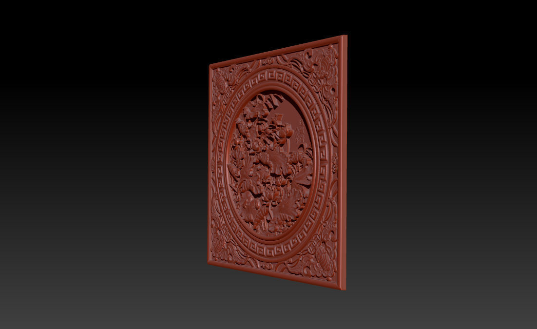 3D STL Models CNC Router - carved Mural Lotus 3D print model_15