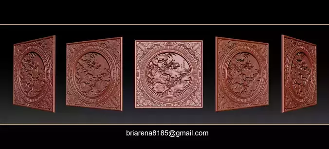 3D STL Models CNC Router - carved Mural Lotus 3D print model