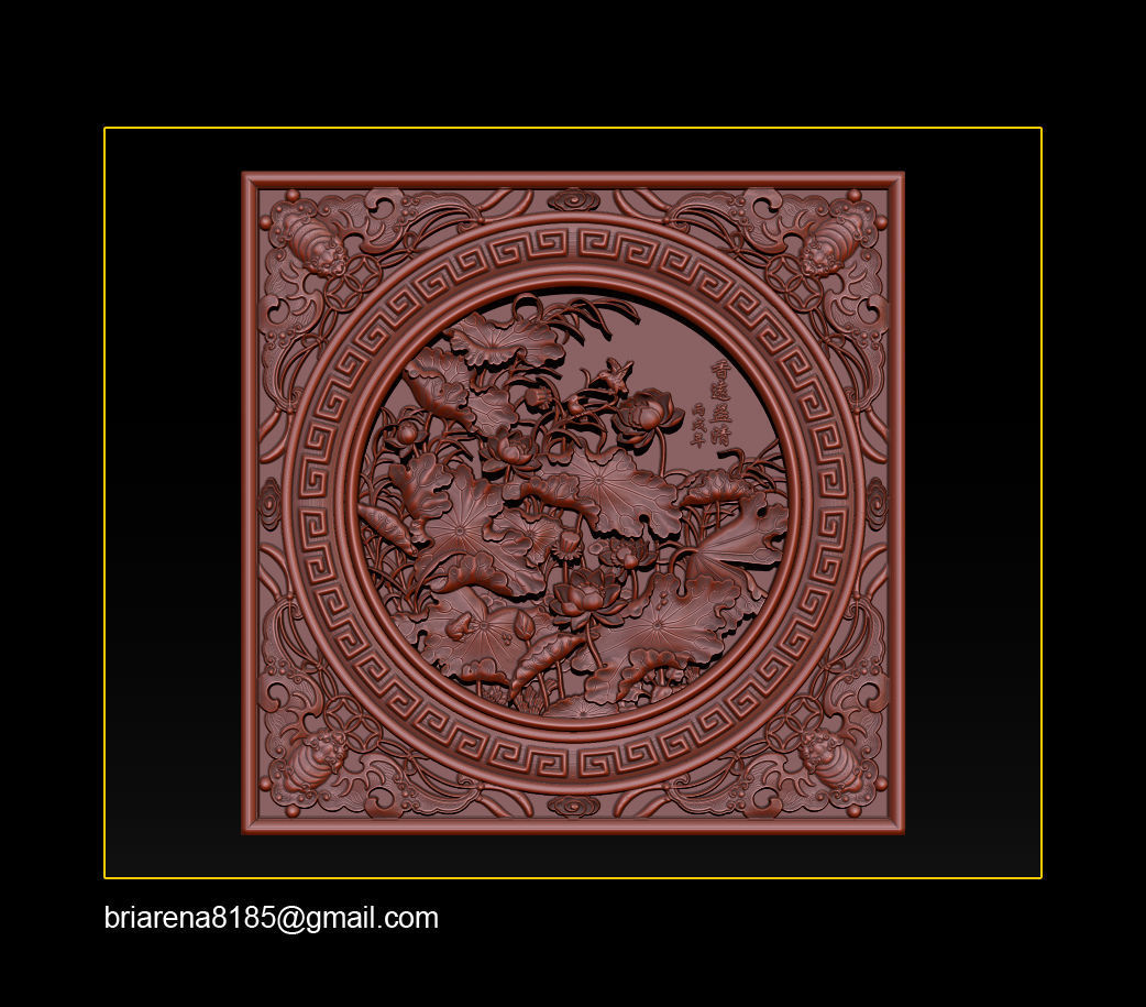 3D STL Models CNC Router - carved Mural Lotus 3D print model_20