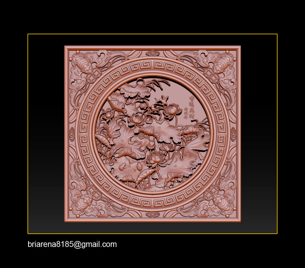 3D STL Models CNC Router - carved Mural Lotus 3D print model_1