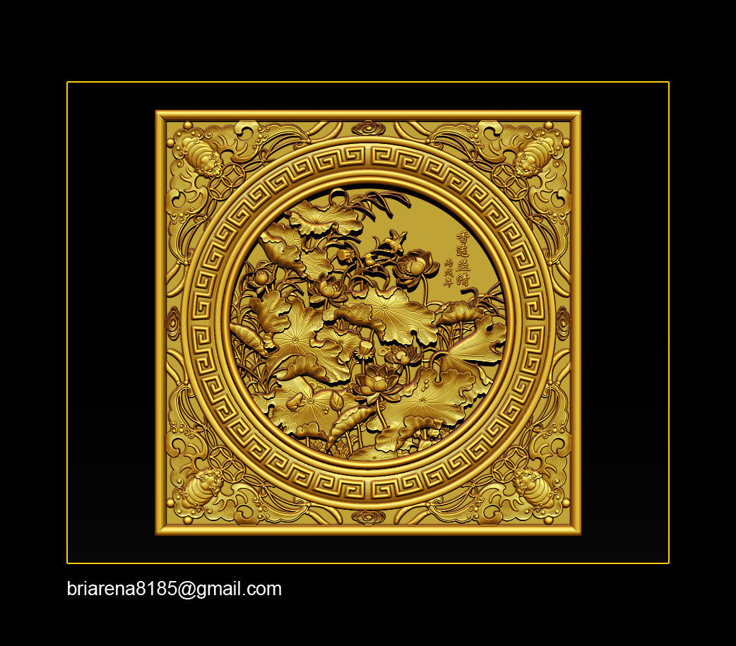 3D STL Models CNC Router - carved Mural Lotus 3D print model_17