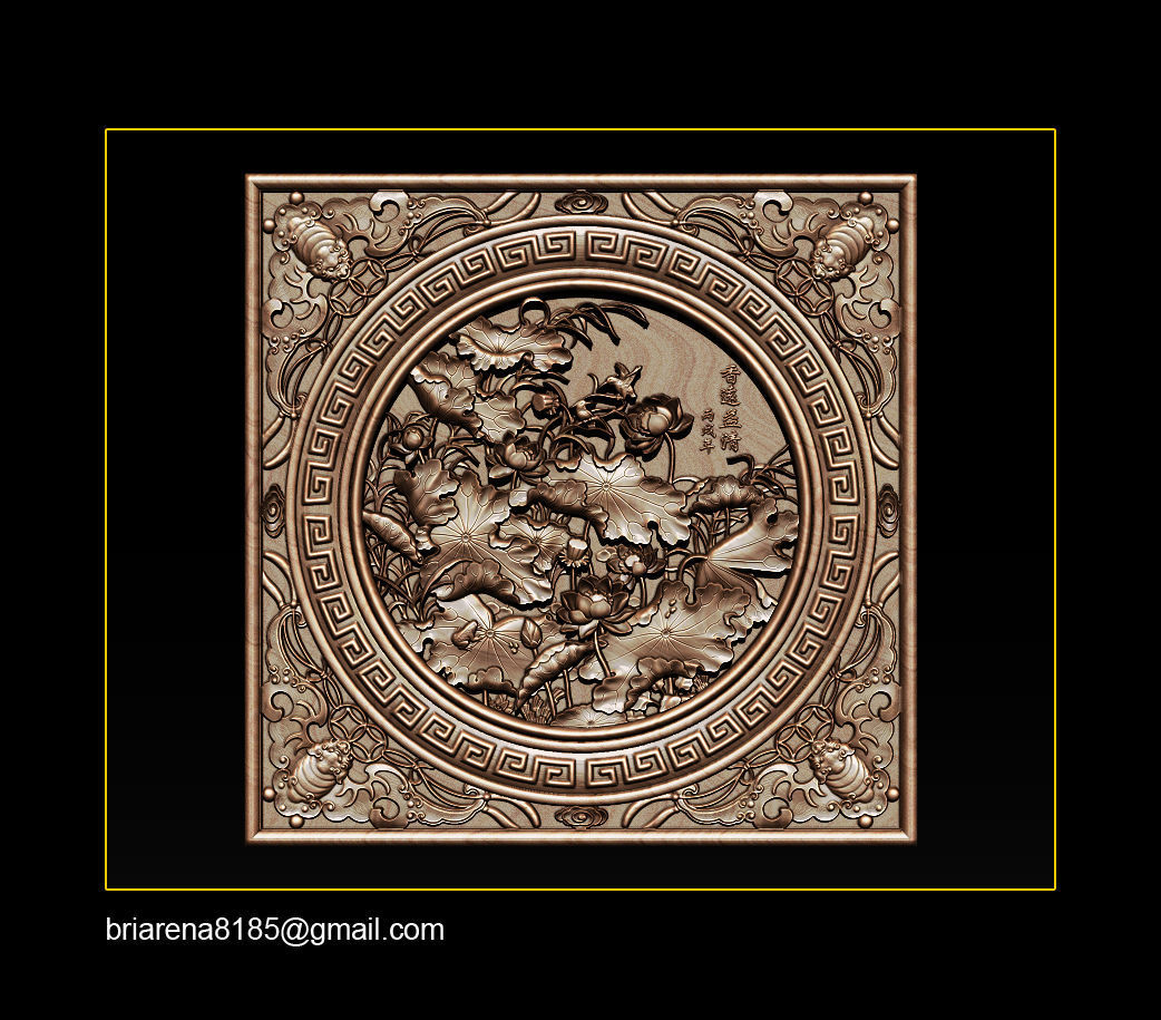 3D STL Models CNC Router - carved Mural Lotus 3D print model_16