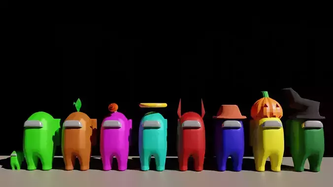 Among Us 3d models fully Rigged with Hats