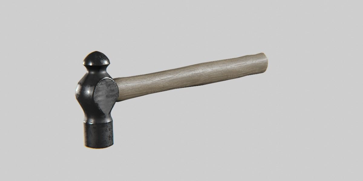 Hammer ball pein forged Low-poly 3D model_1