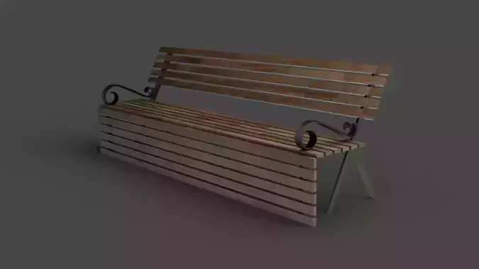 Oak Bench Low-poly 3D model