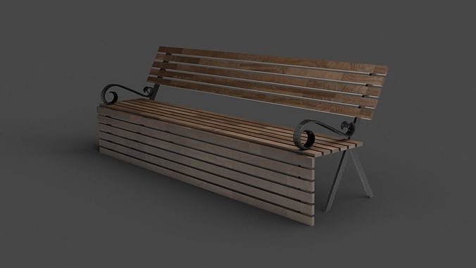 Oak Bench Low-poly 3D model