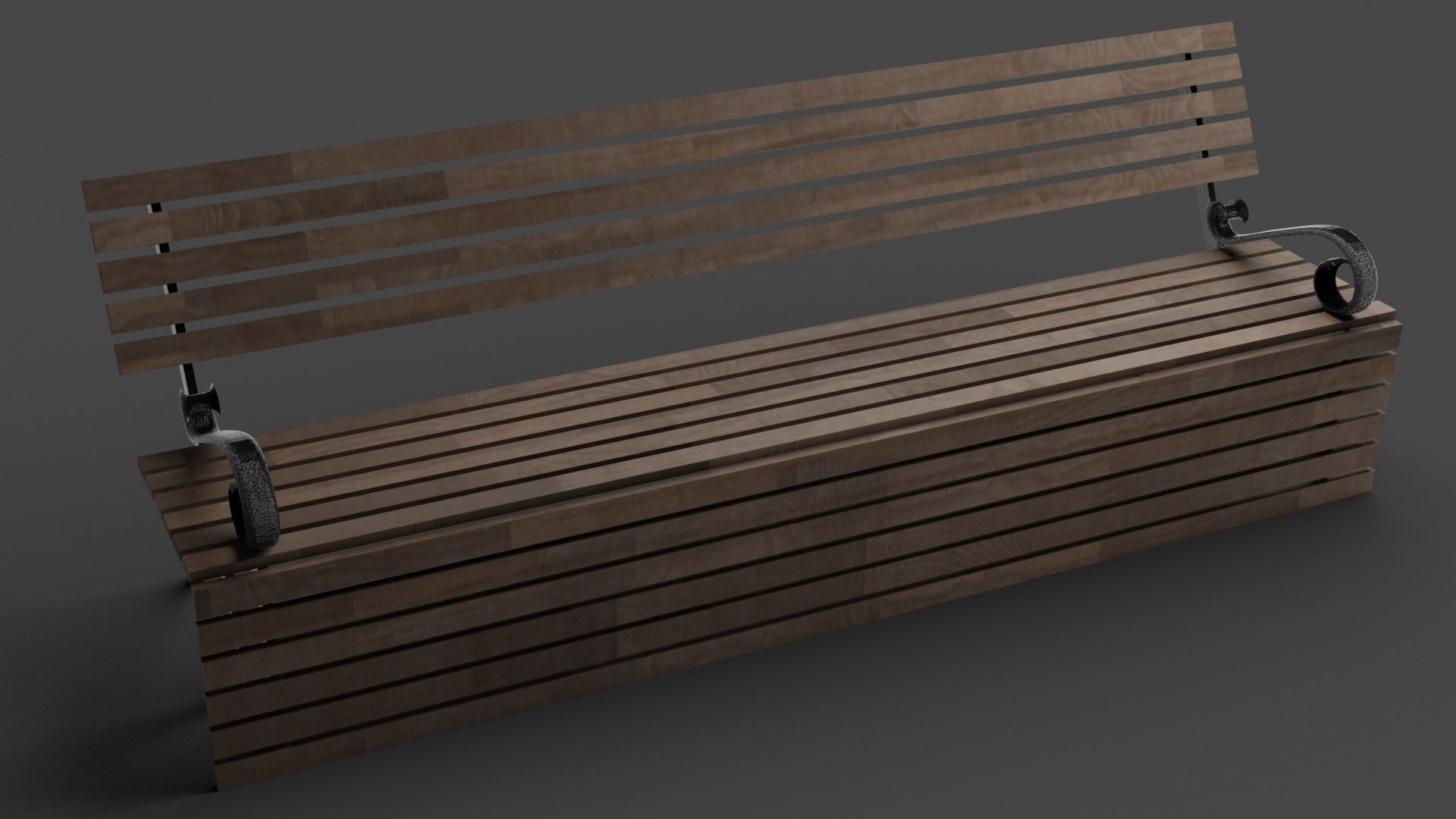 Oak Bench Low-poly 3D model_4