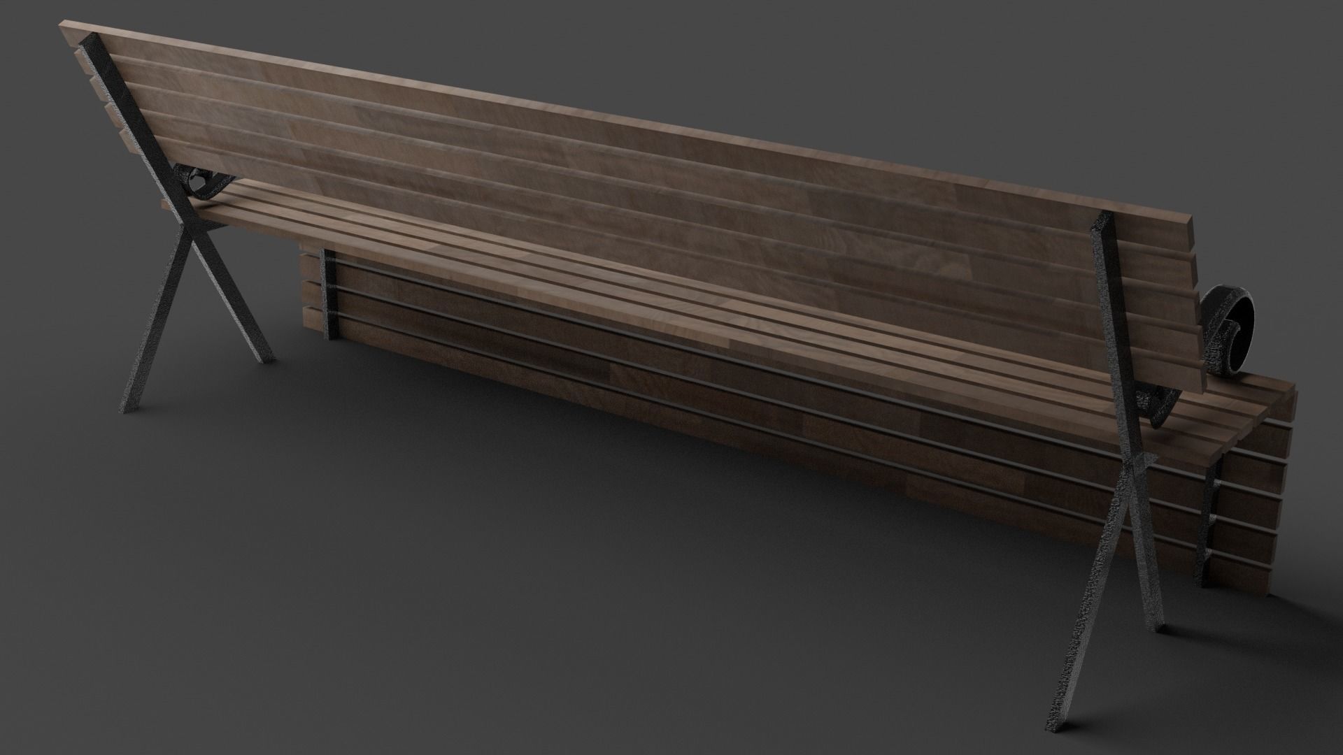 Oak Bench Low-poly 3D model_5
