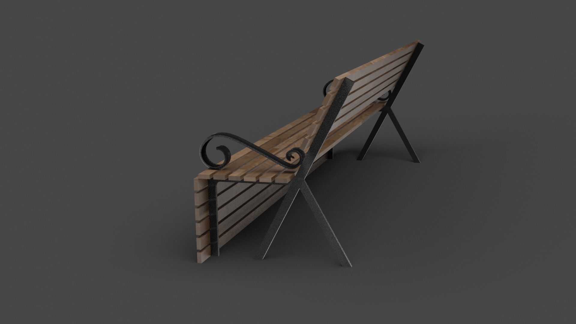 Oak Bench Low-poly 3D model_1