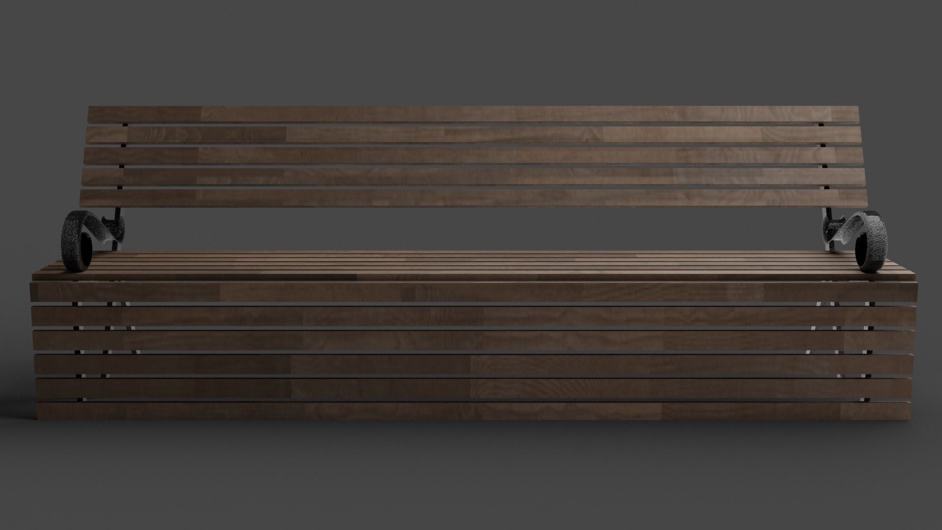 Oak Bench Low-poly 3D model_3