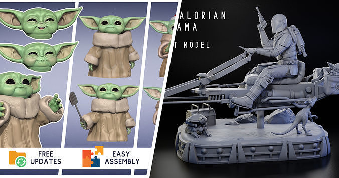 The Mandalorian Diorama and The Child Baby Yoda Collection 